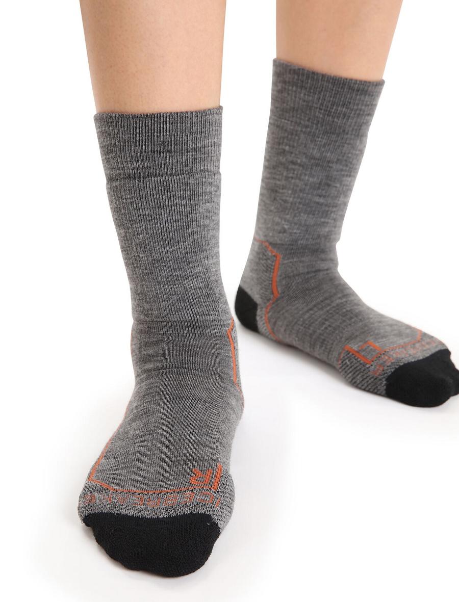 Women's Icebreaker Merino Hike+ Medium Crew Socks Gritstone Heather / Black | CA 1516ILHS